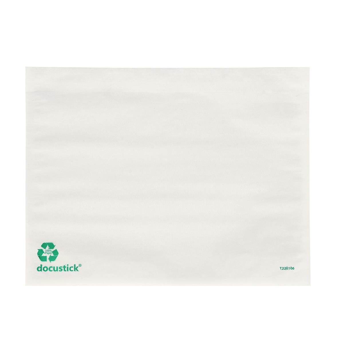 Packsedelskuvert C6 utan tryck papper, vitt kuvert med grönt recycle-märke och dokumentetikett