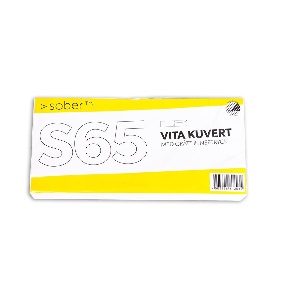 Kuvert Sober S65 FH vit 80g