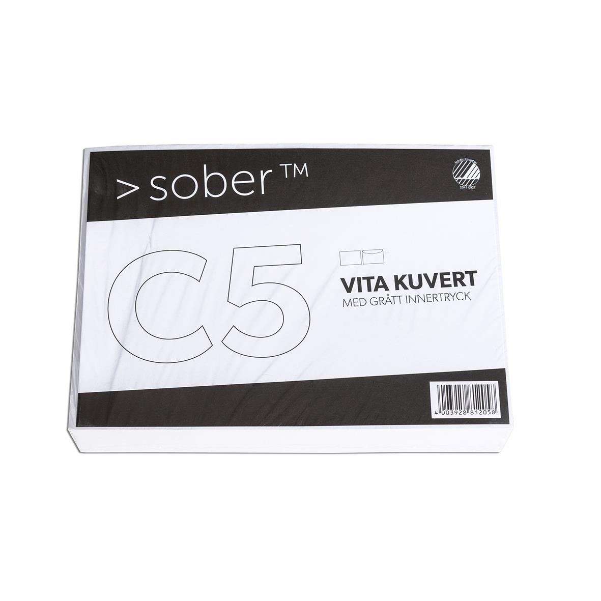 Vit kuvert Sober C5 Remsa 90g med gratinnertryck