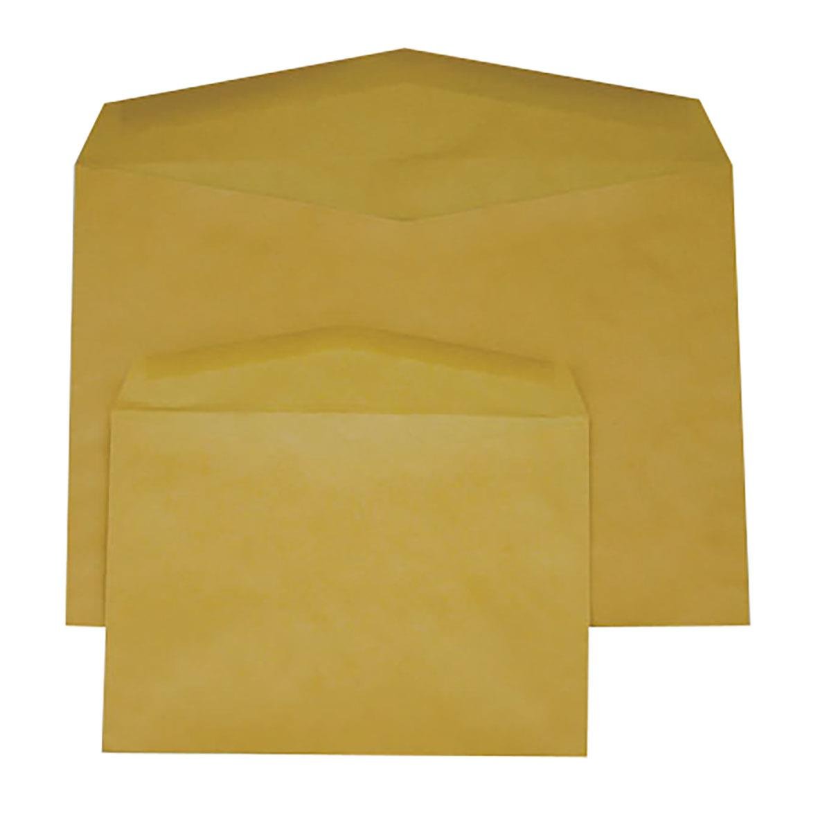 Bruna kuvert i C5 storlek med 80g papper, två stycken, en öppen och en stängd