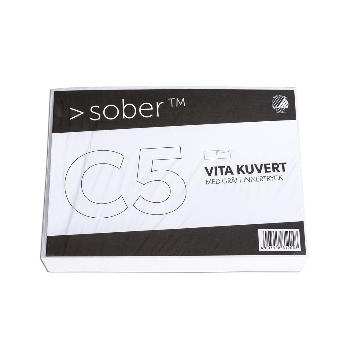 Vit kuvert Sober C5 FH 80g för brev med gratutintryck
