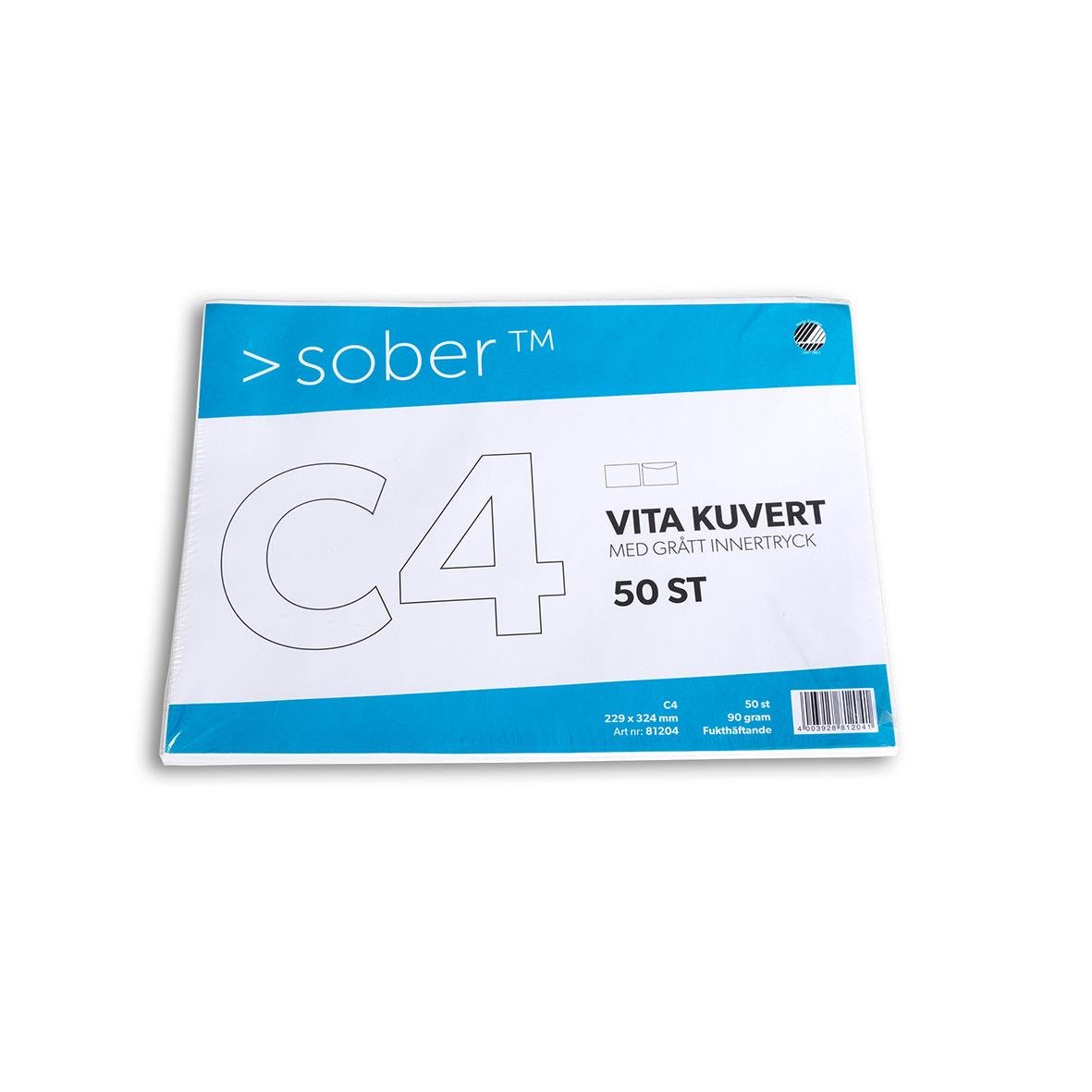 Vit kuvert Sober C4 FH 90g för utskrift, 50 stycken
