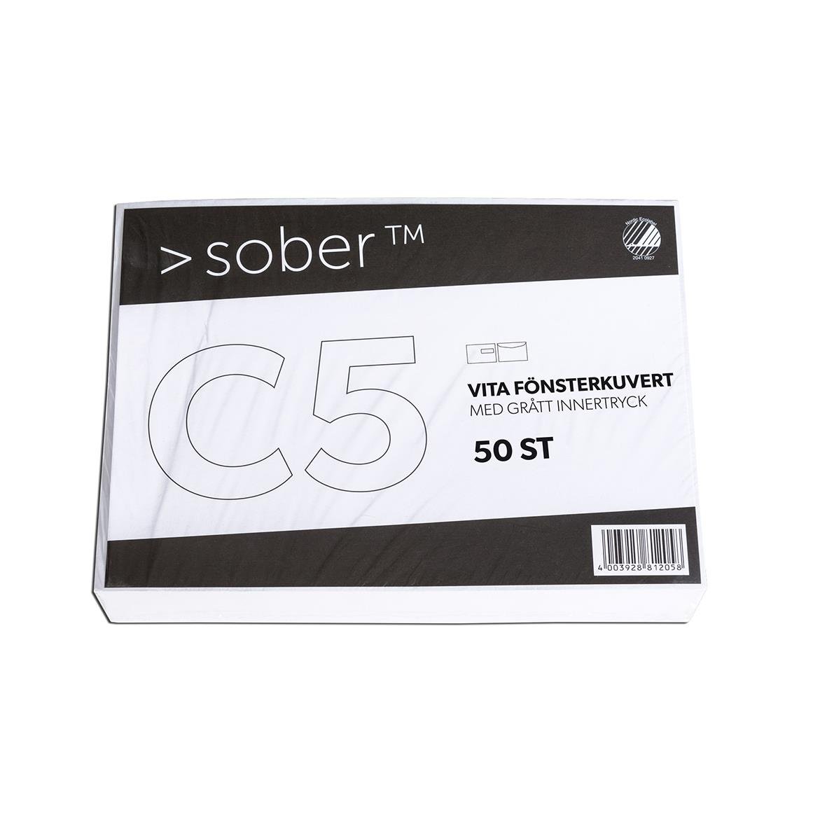 Vit kuvert Sober C5 H2 FH med 50 st, 80g, för brev och inbjudningar