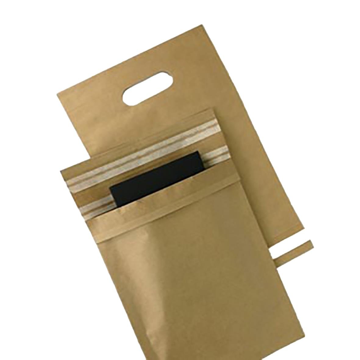 E-handelspåse i kraftpapper med handtag och bärhandtag, storlek 445x100x570+40mm