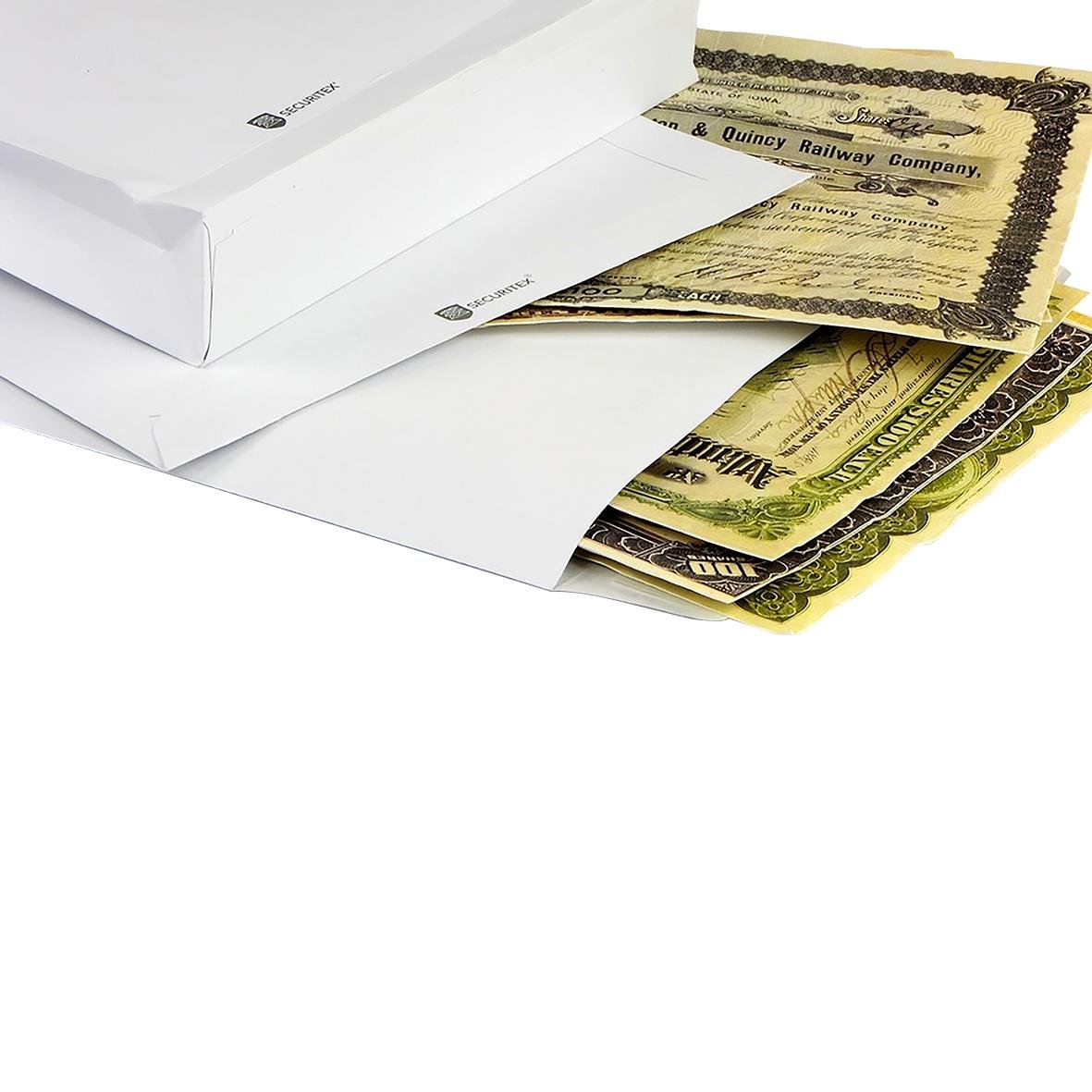 Påse Securitex Expander, P&S Vit B4 med sedlar och dokument
