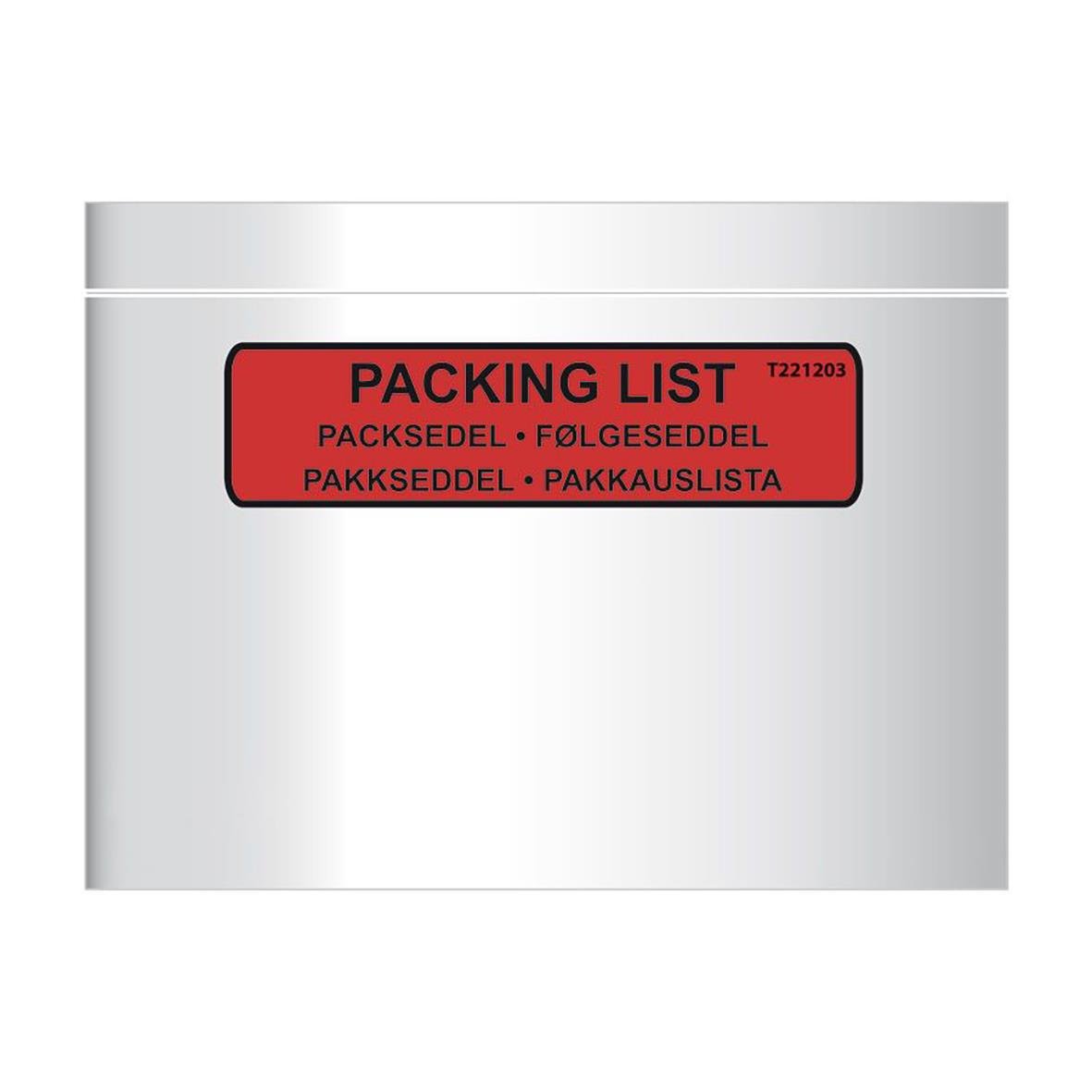 Packsedelskuvert C6 med tryck, rött etikett med packing list