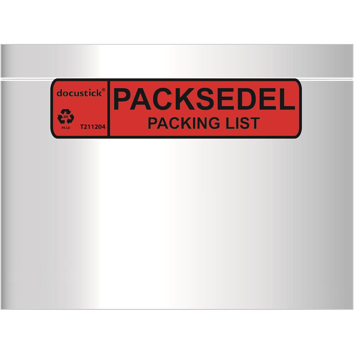 Packsedelskuvert C6 med tryck i rött och svart