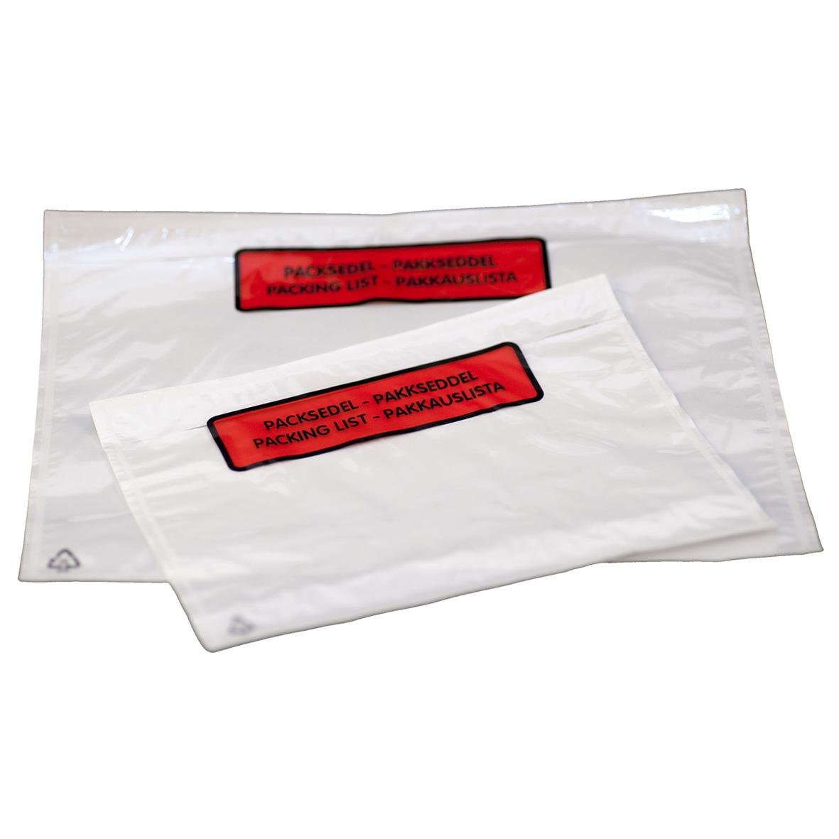 Transparant C4 kuvert med tryckt röd etikett för packning eller post