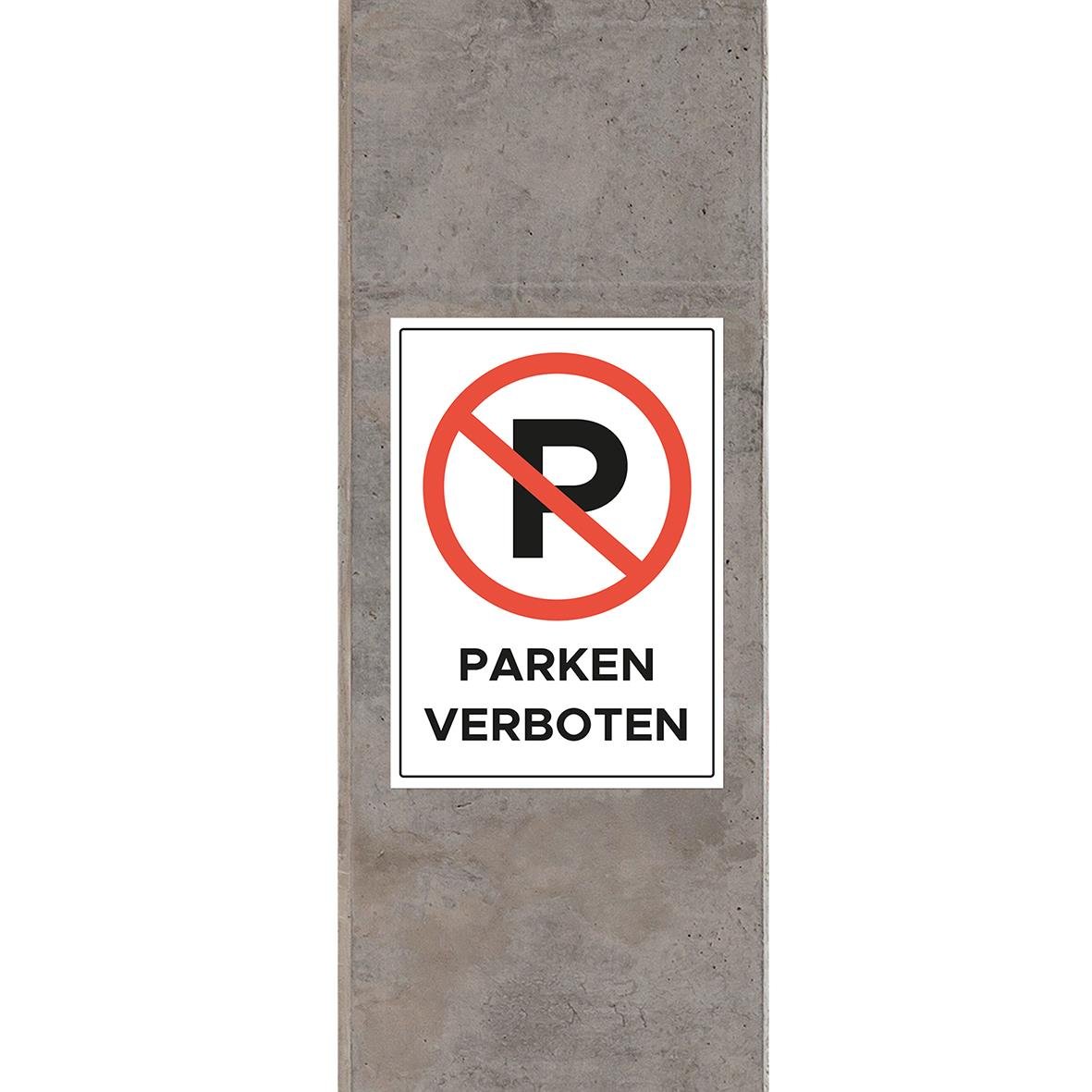 Vitt avtagbart laseretikett med text Parken Verboten 210x297mm
