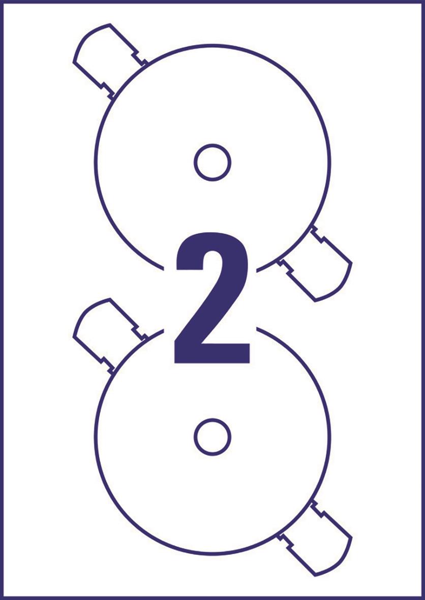 Universaletikett Avery L7676 CD Full Face vit med nummer 2