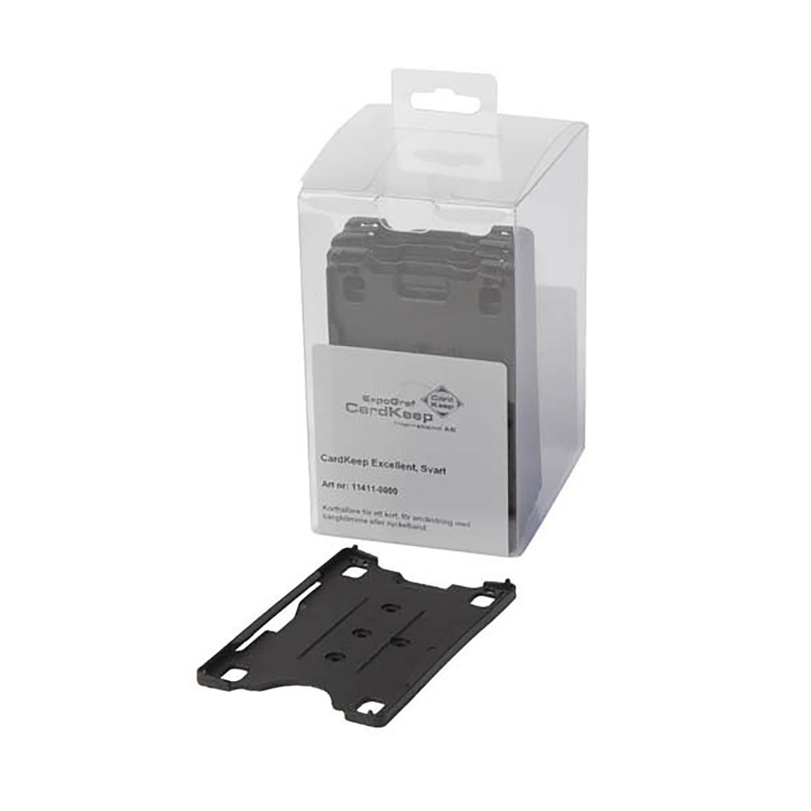 Svart korthållare Cardkeep i plastförpackning