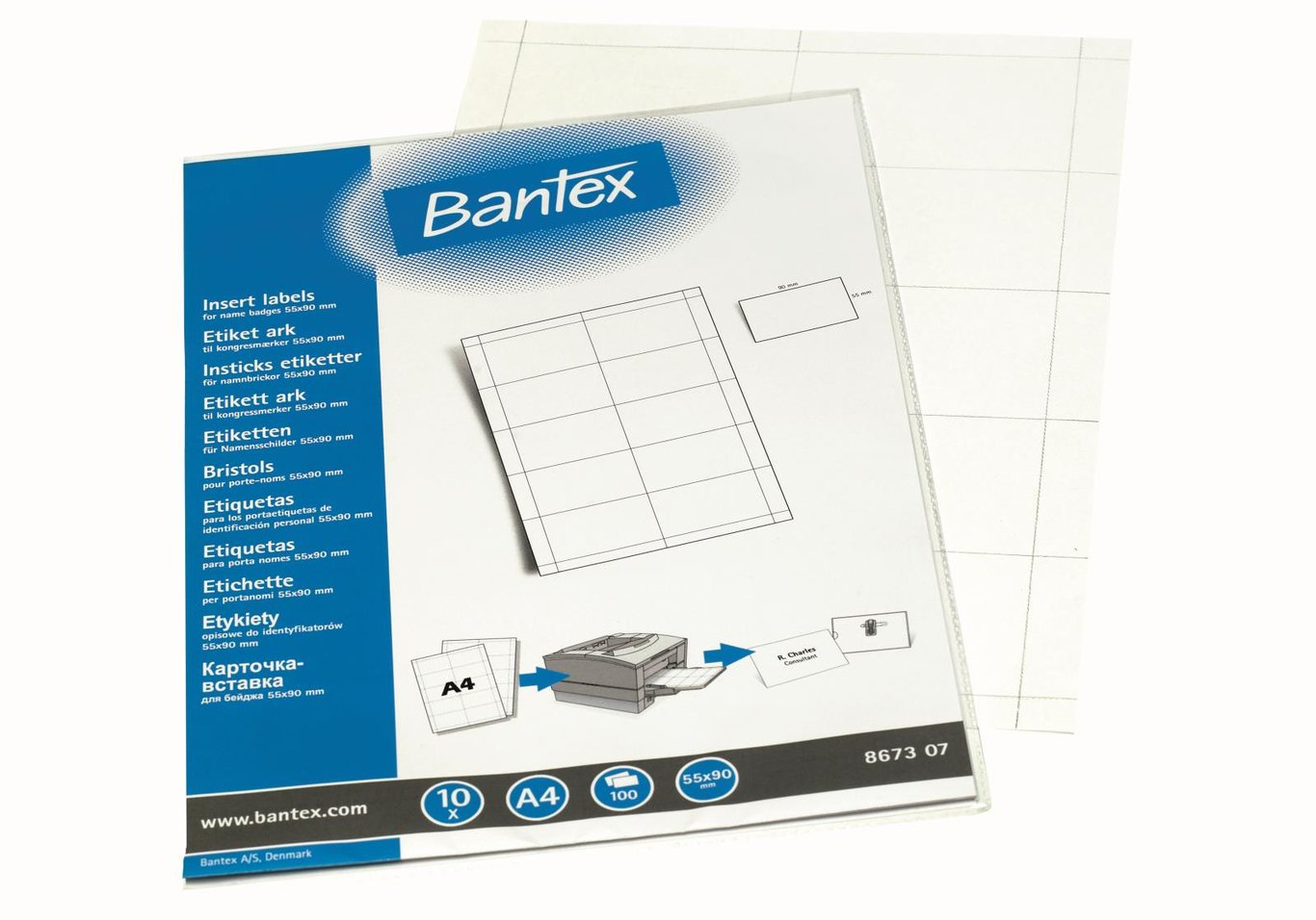 Bantex instick till namnskylt 90x55mm, för att fästa namnskyltar