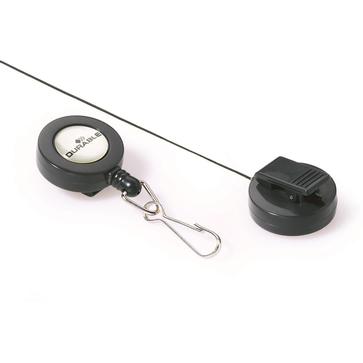 Korthållare Durable 8221 utdragbar med hake, 80cm, svart med krok