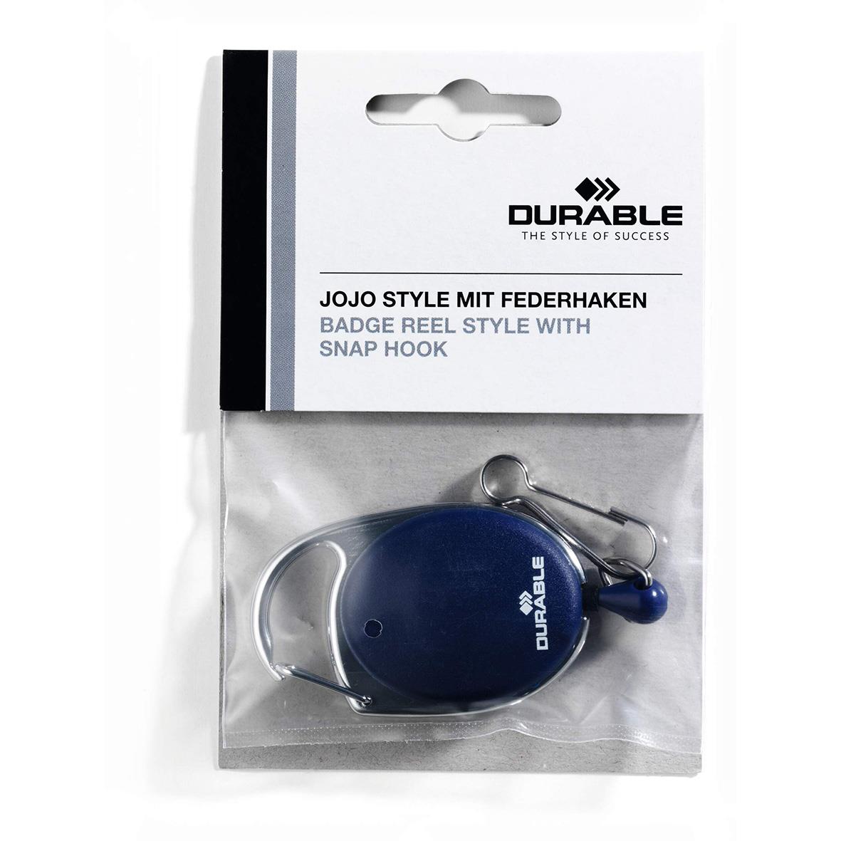 Blå Jojo Durable Style 8327 med snäppfäste i förpackning