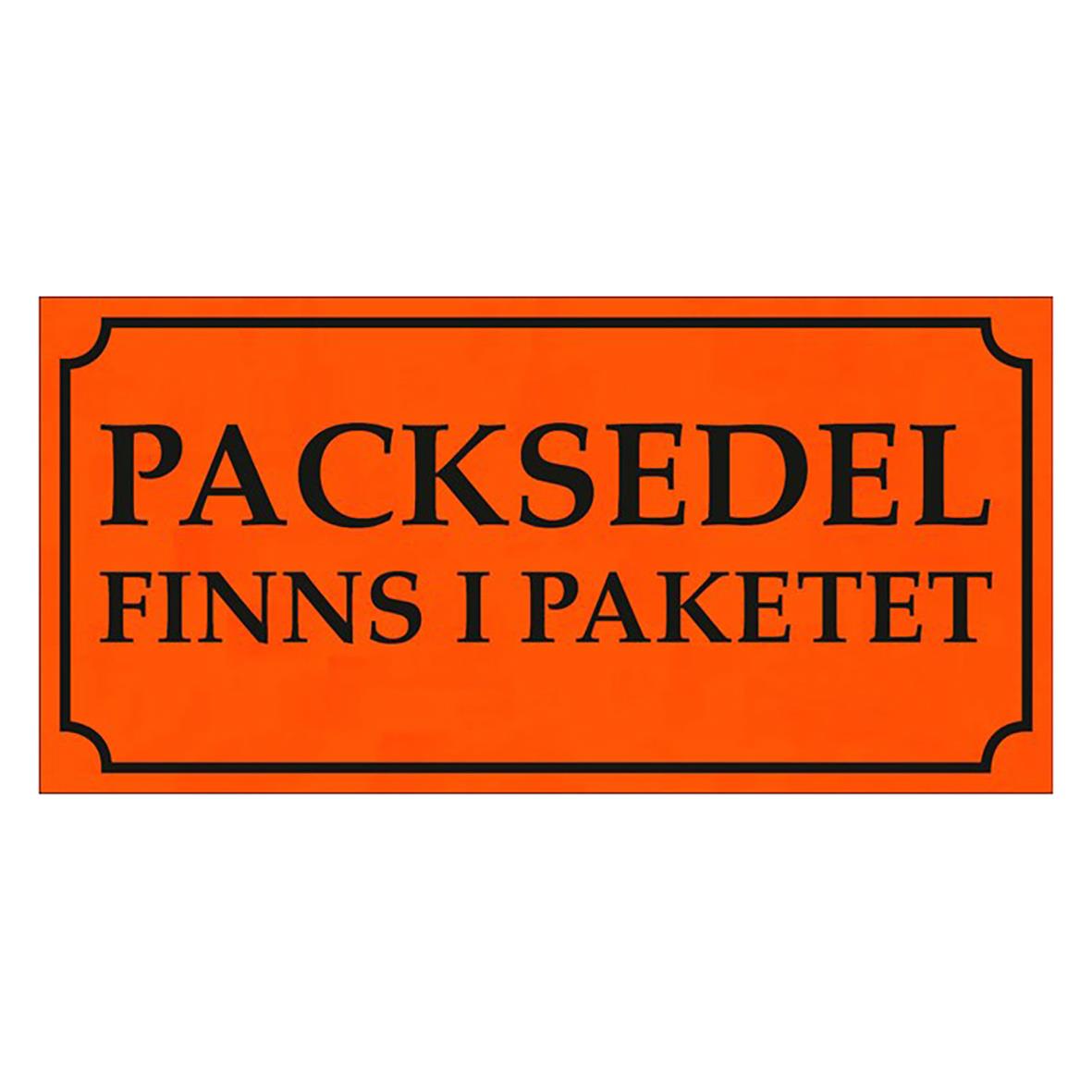 Etikett som varnar för packsedel finns i paketet