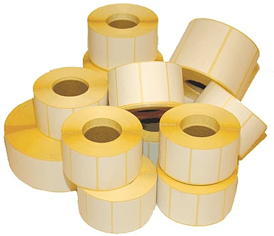Gula termetiketter på rulle, 57x32mm