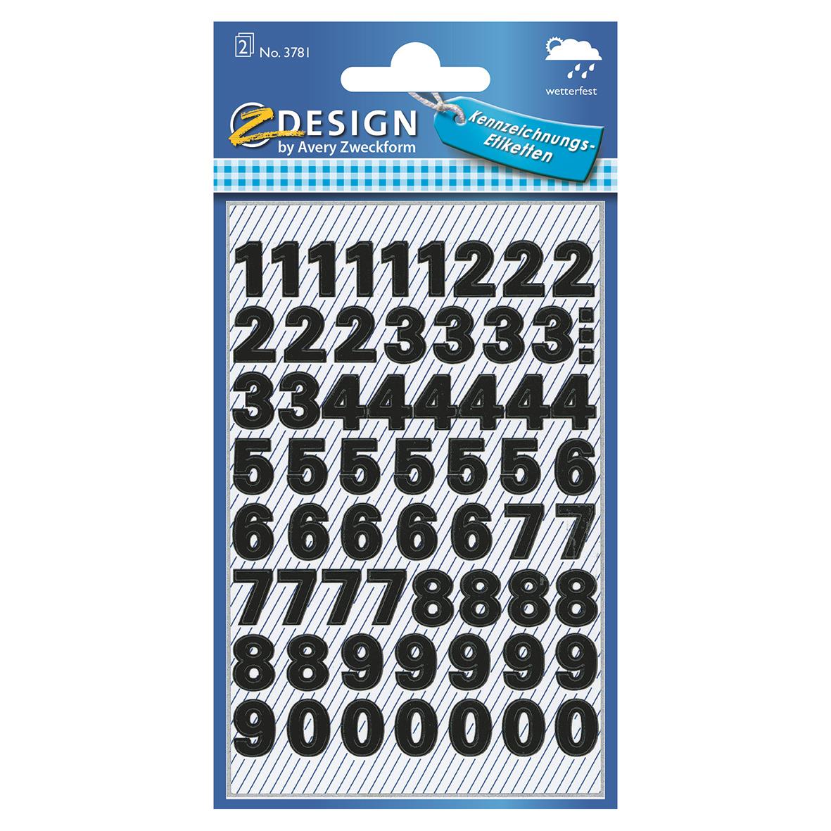 Sifferetikett med svarta siffror 0-9, 9,5 mm storlek, för märkning