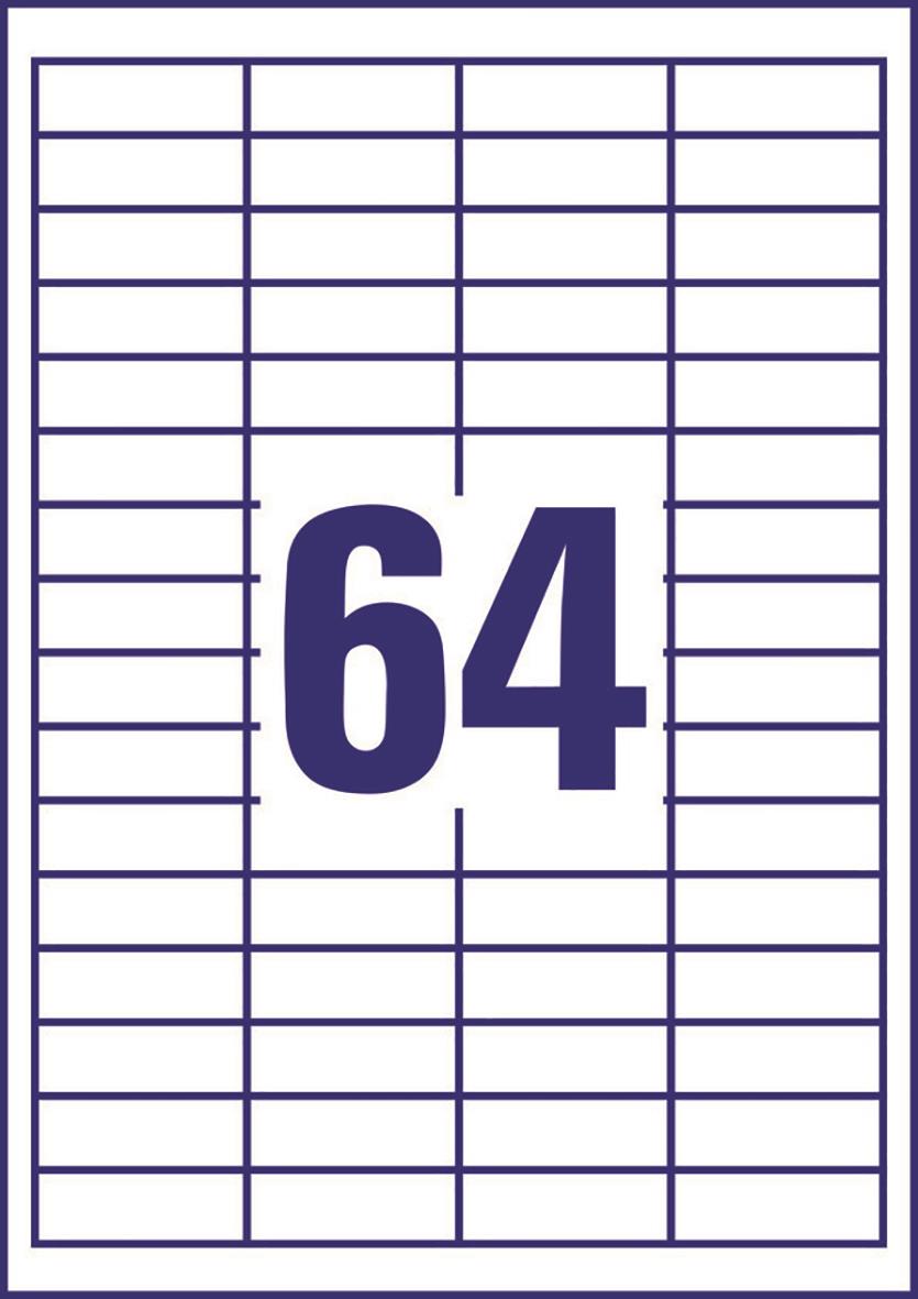 Vit universaletikett Avery 3667 med 64 i storlek 48,3x16,9mm