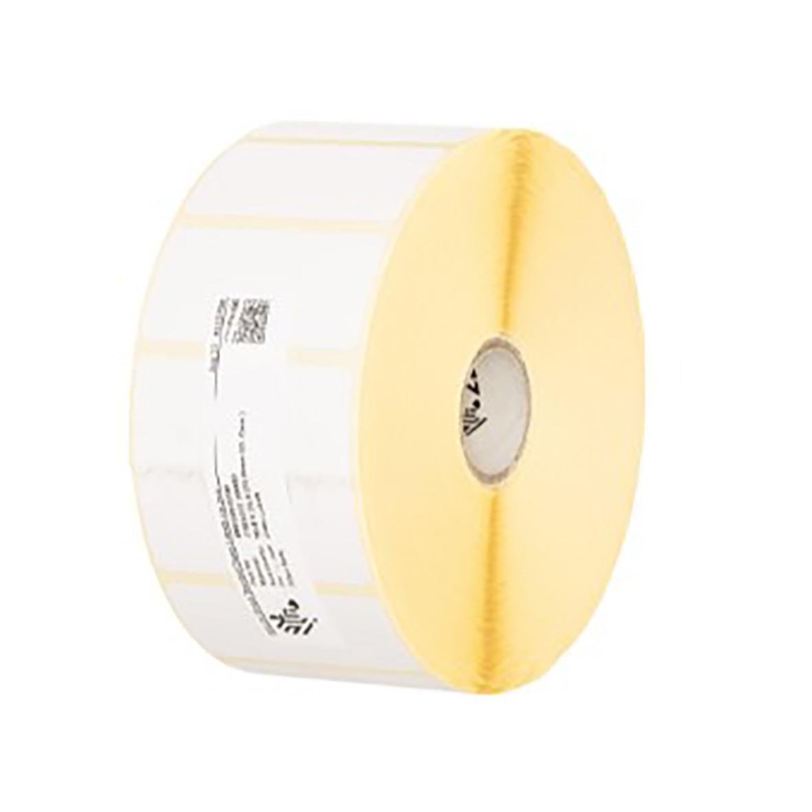 Etikett Zebra 2000D 2580/rl 51x25 mm, vit med gul bakgrund, rullad etikett
