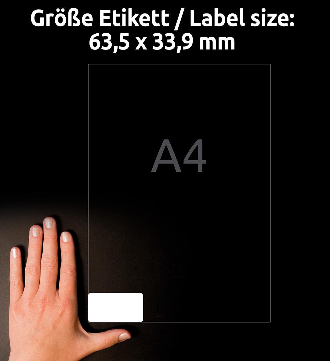 Laseretikett Avery Extremt motståndskraftig L7912-10 vit 63,5x33,9mm 15088785_4