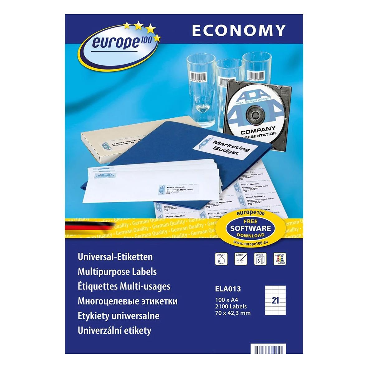 Universaletikett Avery ELA013 2100st 70x42,3mm