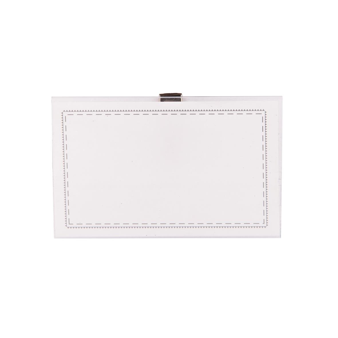 Namnskylt Clips med nål 75x40mm, vit med plats för namn eller etikett