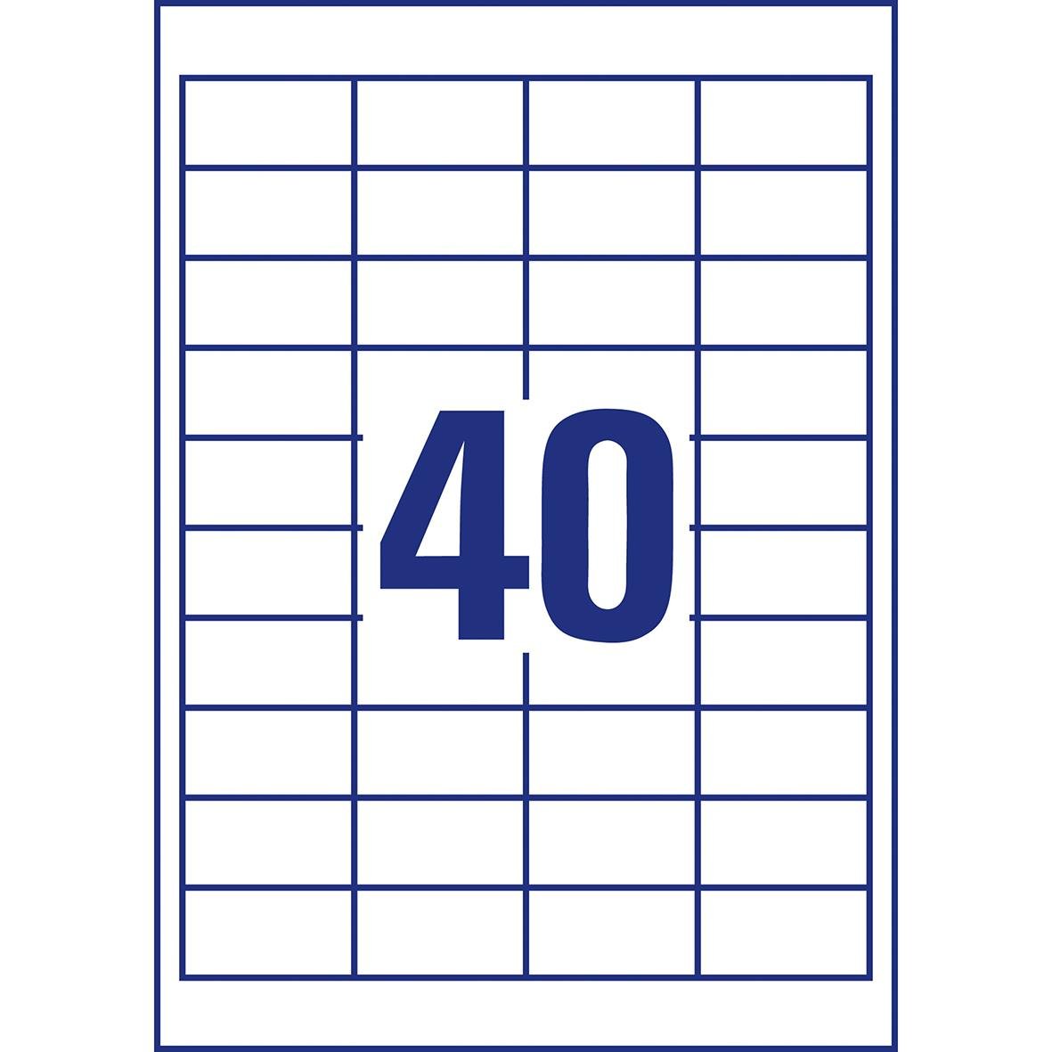 Universaletikett Avery Promo Pack 48,5x25,4mm med nummer 40