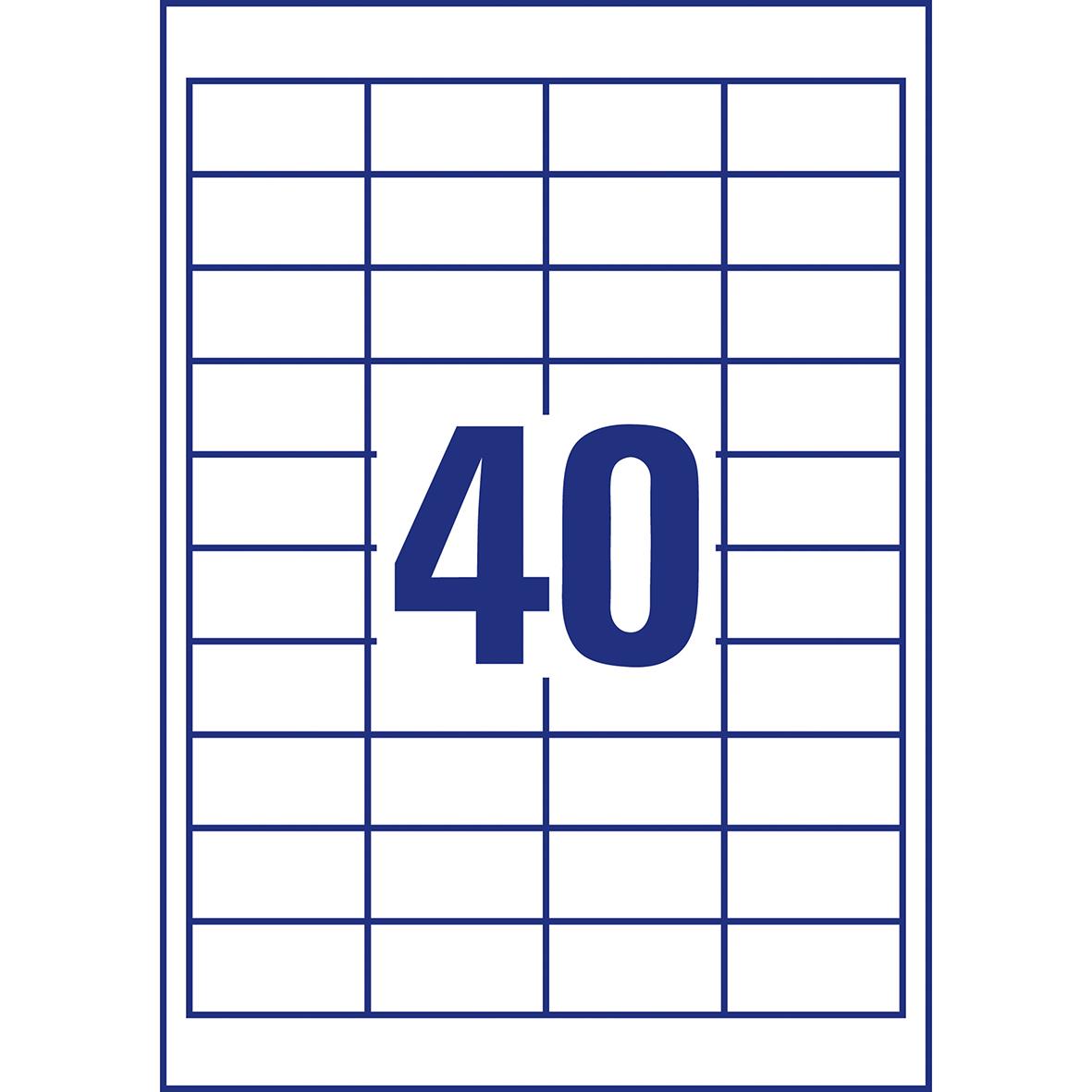 Universaletikett Avery Promo Pack 48,5x25,4mm med nummer 40