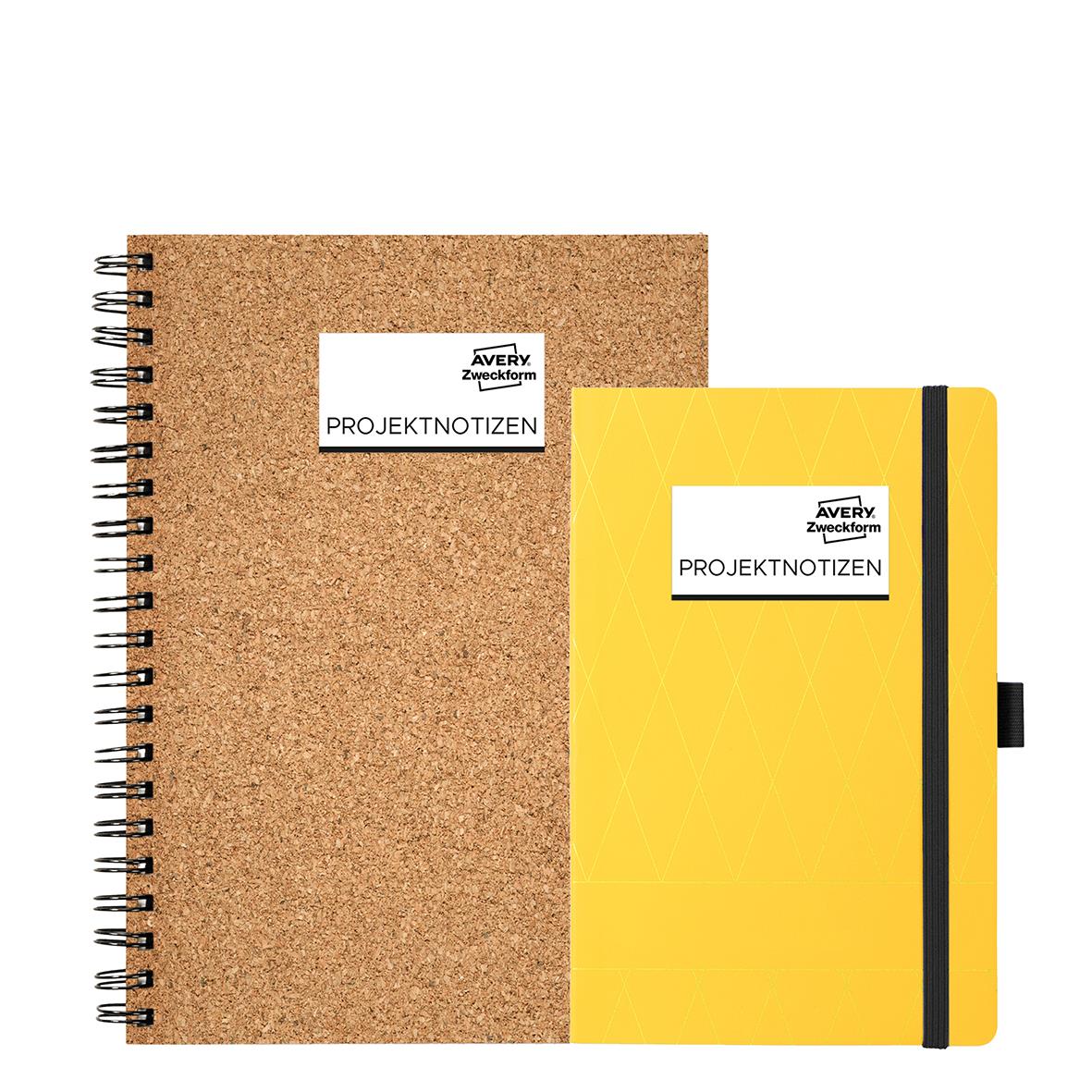 Universaletikett Avery Promo Pack 105x48mm med anteckningsblock och anteckningsbok