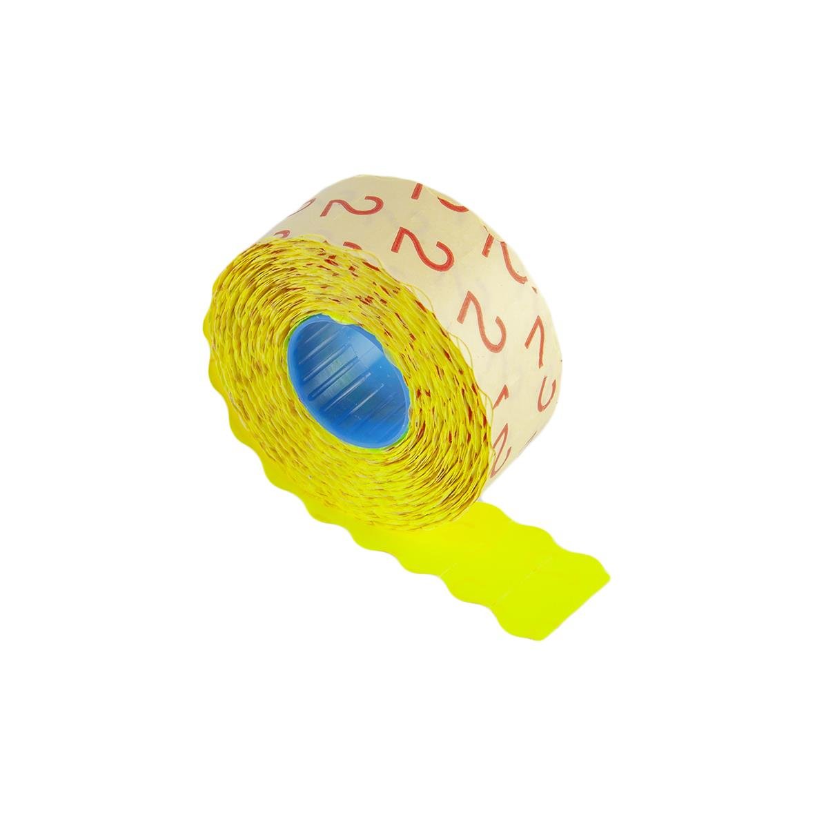 Gul fluoretikett med prismärkning G2, 26 x 16 mm, rull