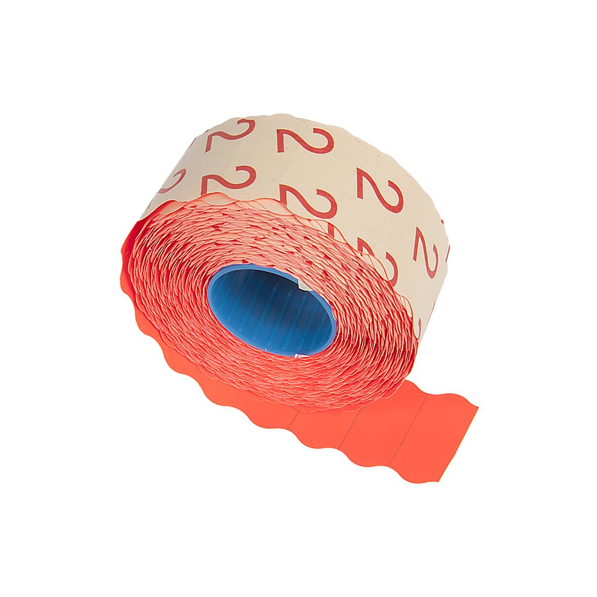 Röd etikett Prismärkning G2 med storlek 26 x 12 mm, rullad för märkning