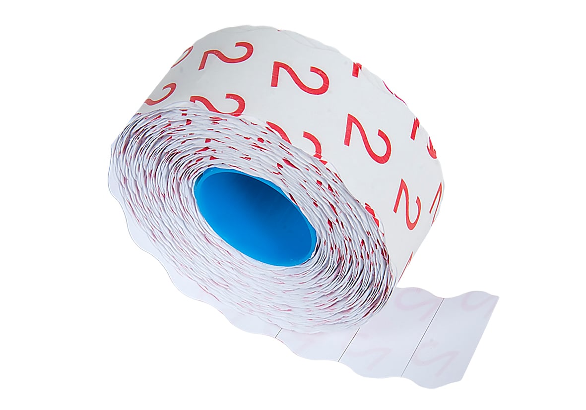 Vit etikett Prismärkning G2, 26 x 16 mm, rull med flera etiketter