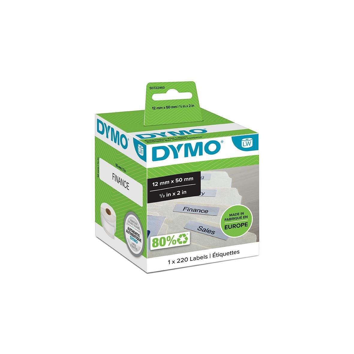 Etikett Dymo Labelwriter hängmapp Vit 50x12mm 15120008_1