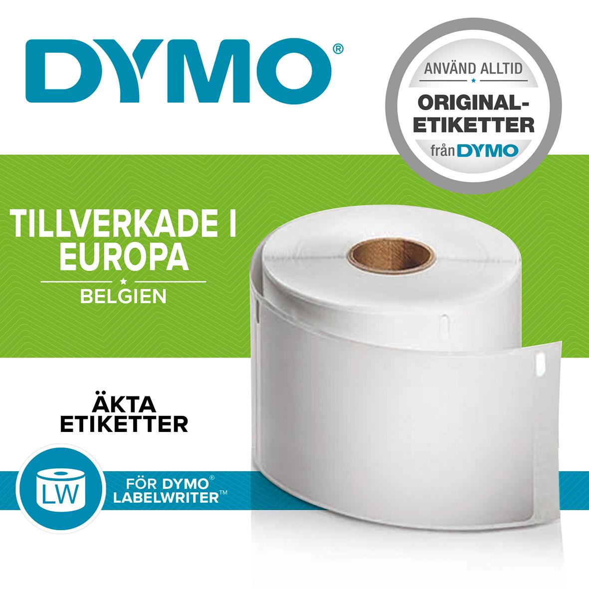 Vit etikett för Dymo Labelwriter hängmapp, 50x12mm, tillverkad i Europa, Belgien, äkta etiketter