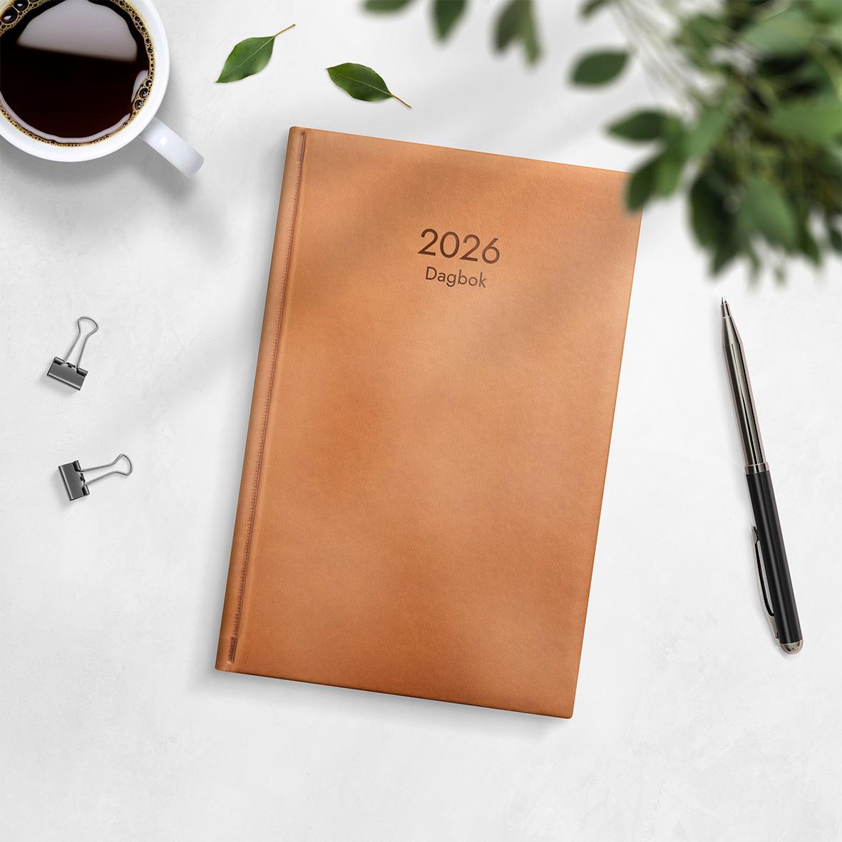 Almanacka Burde 1029 Dagbok Konstläder Inbunden 2026 Cognac 16010332_4