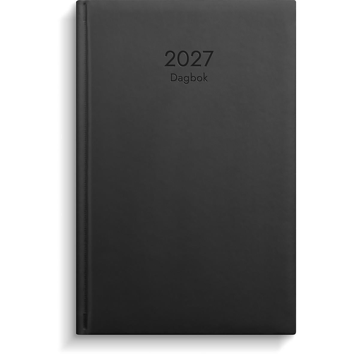 Svart inbunden dagbok för 2026 med konstläderomslag