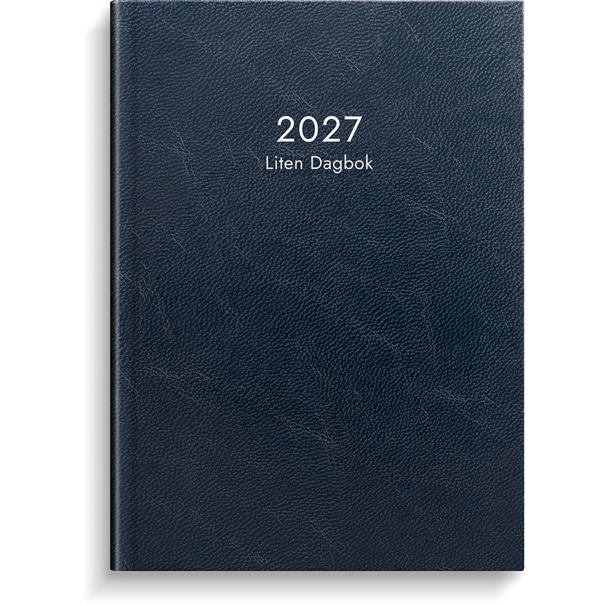 Blå konstläderalmanacka för 2026 i A6 storlek, liten dagbok