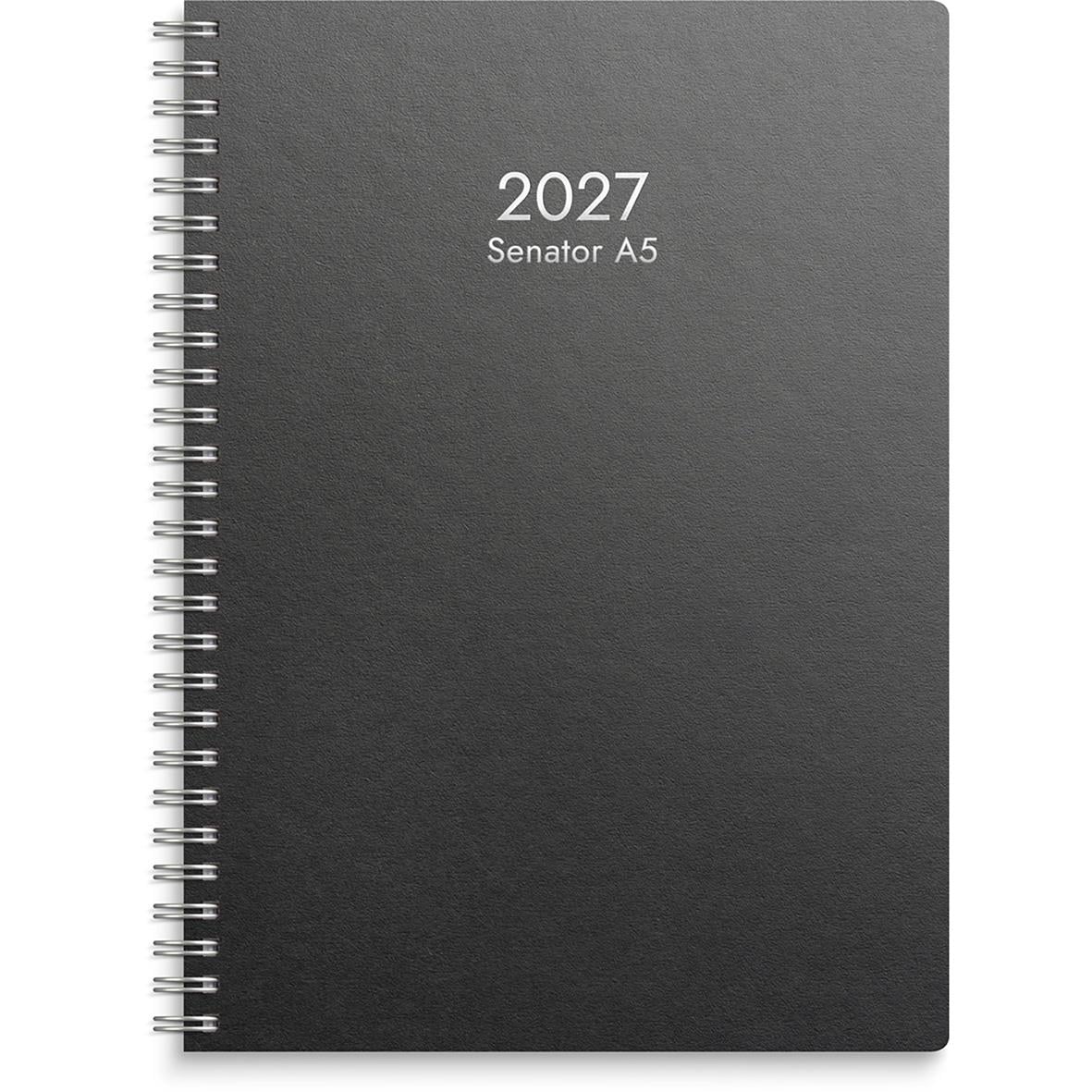 Svart Almanacka Burde 1210 Senator Refill 2026 A5 med spiralbindning