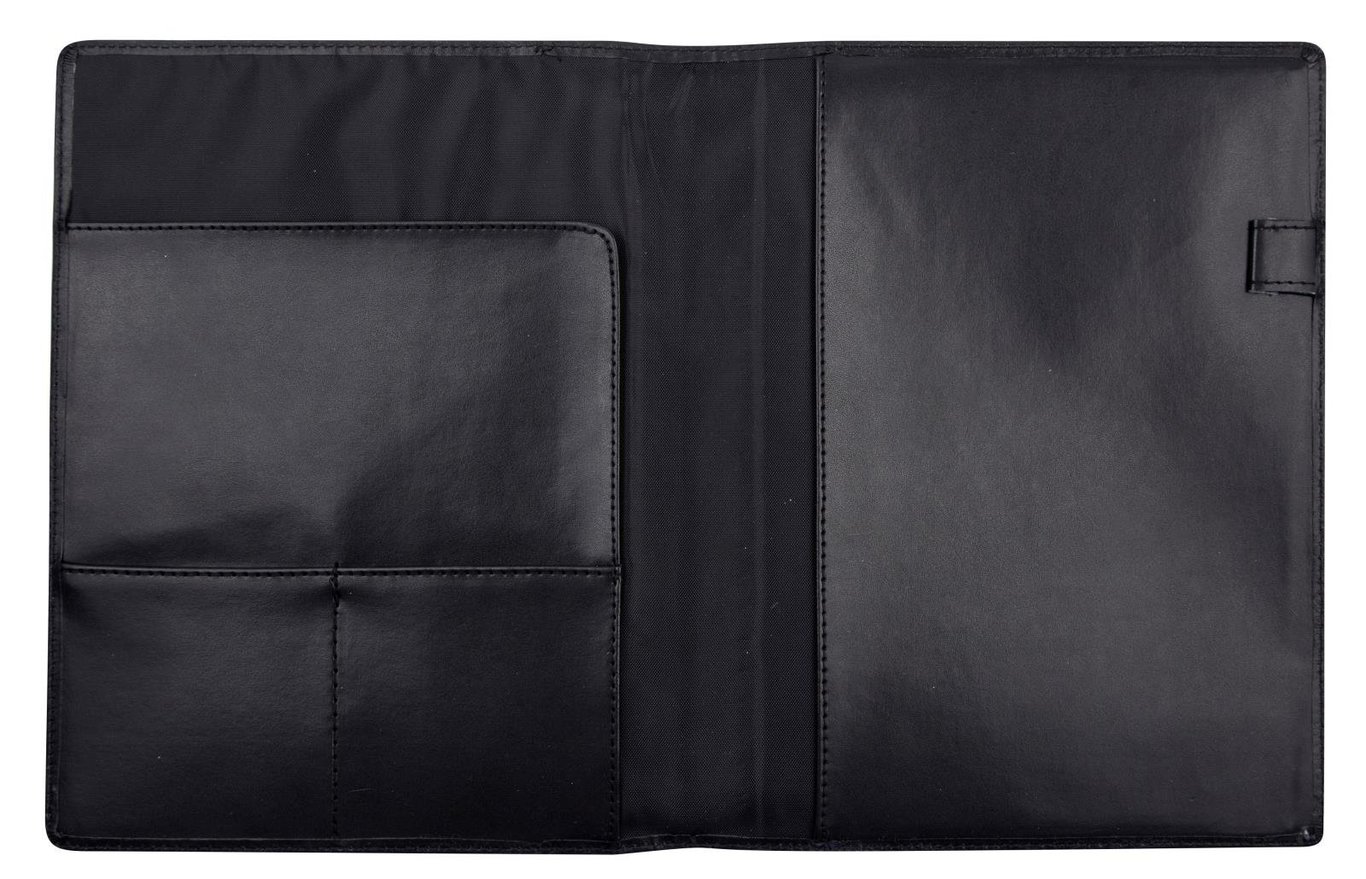 Svart läderalmanacka Burde 5970 Weekly Skinn 2025 i A5-format