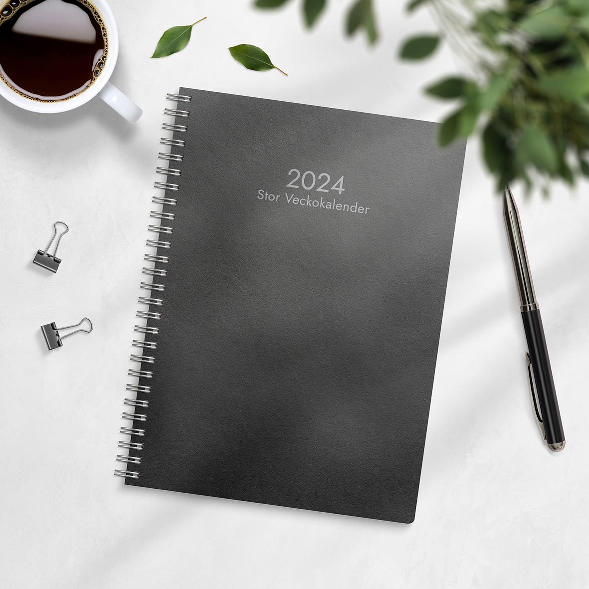 Almanacka Burde 5108 Stor Veckokalender ECO Line 2026 Svart 16010376_3