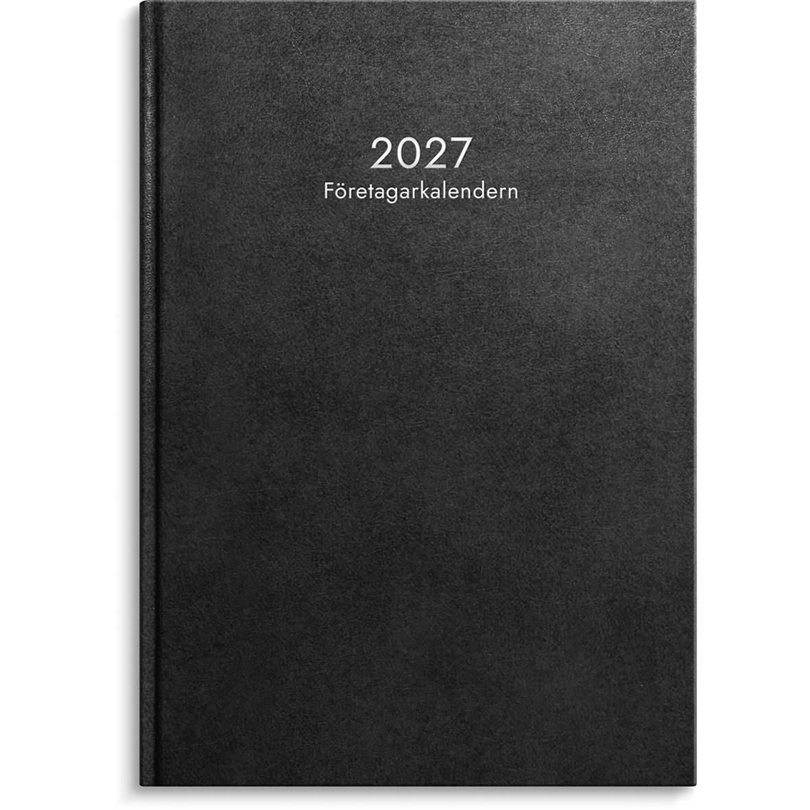 Svart företagskalender för 2026 med konstläderomslag och titeln 2026 Företagarkalendern