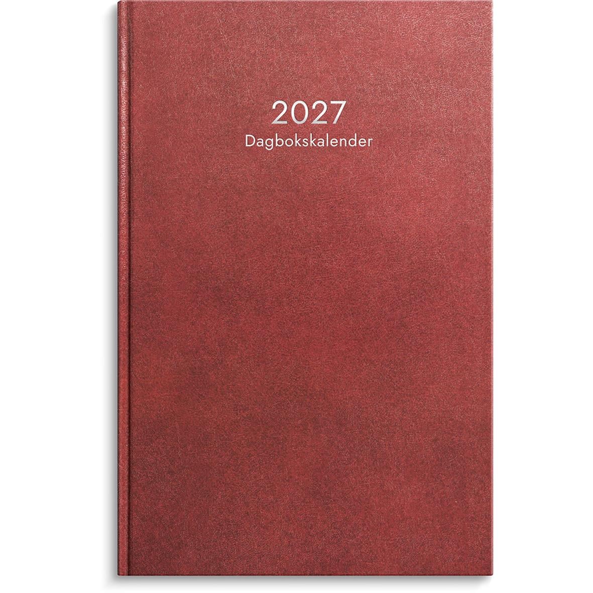 Röd inbunden almanacka och dagbokskalender för 2026