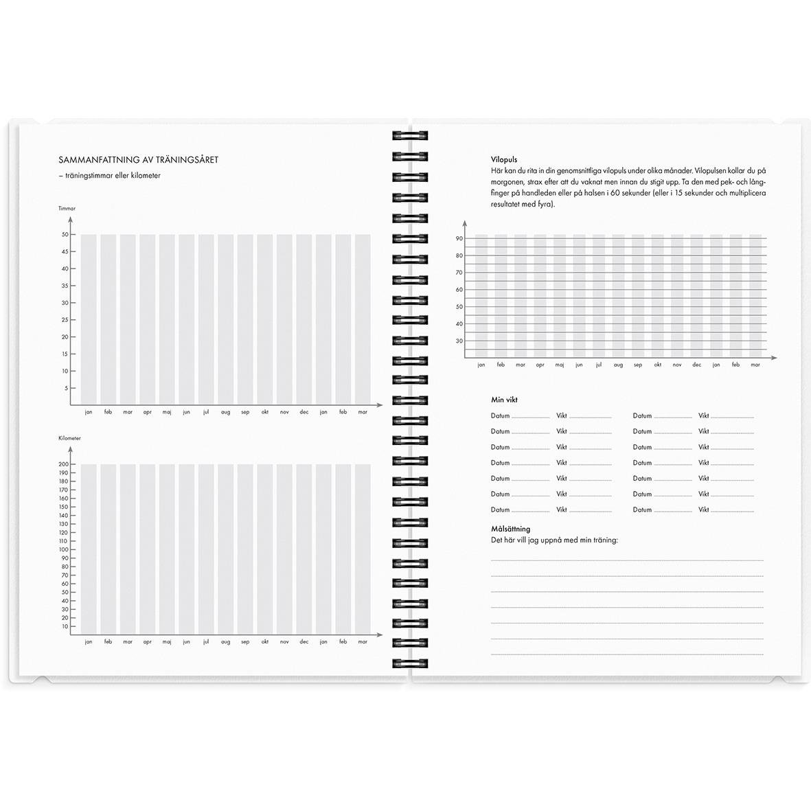 Träningskalender för 2026 i A5-format med tränings- och aktivitetsplanering