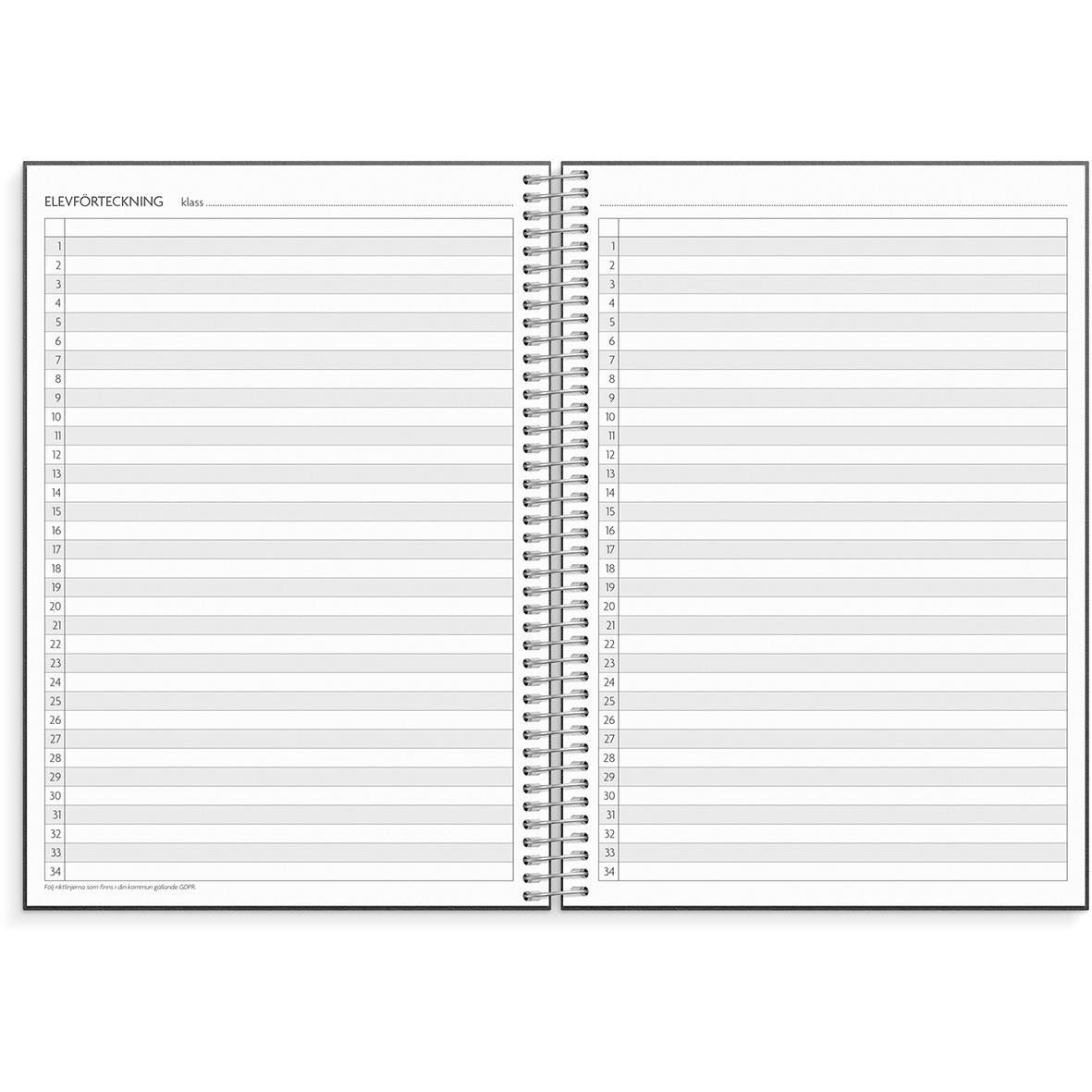 Lärarkalender Almanacka Burde 1251 för lärare med kontaktlista och scheman i A5-format