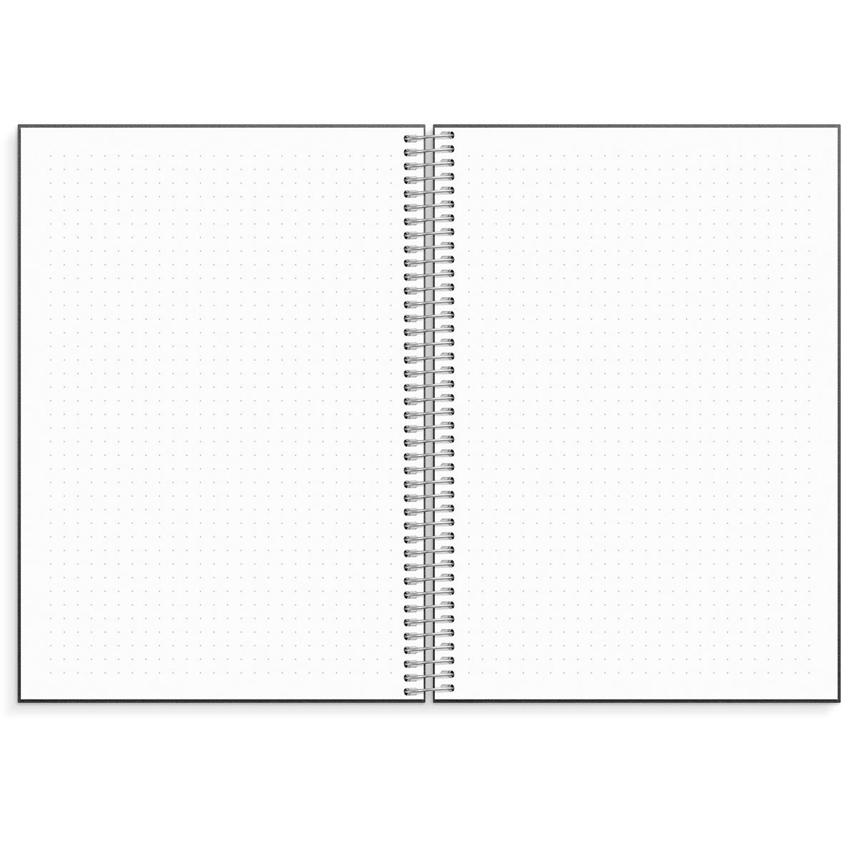 Öppen lärarkalender med spiralrygg och tomma sidor för anteckningar