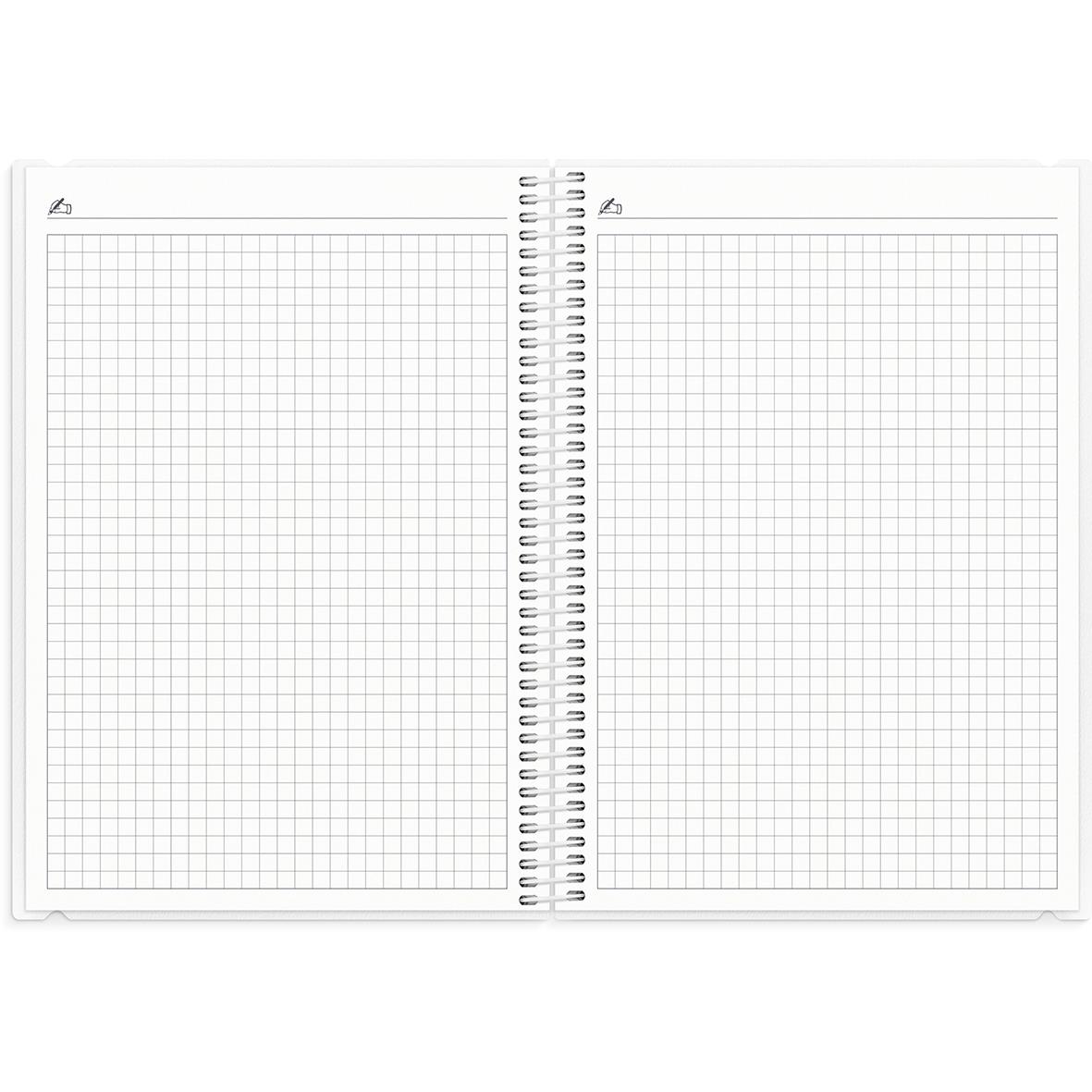 Öppen lärarkalender med rutat papper för anteckningar, A5-storlek, spiralbindning