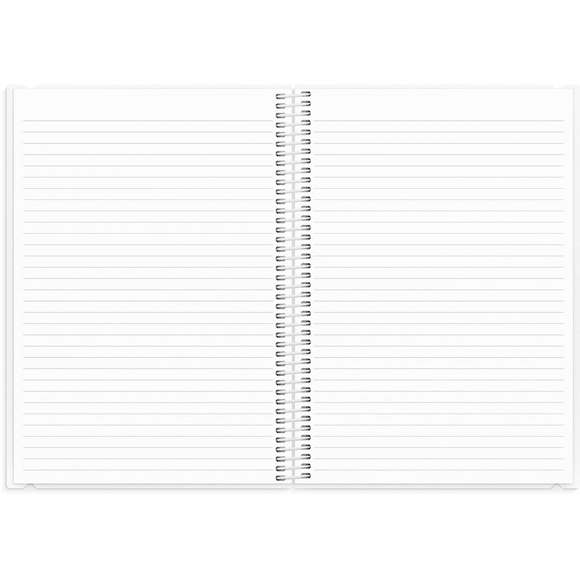 Öppet spiralblock med linjerade sidor för anteckningar