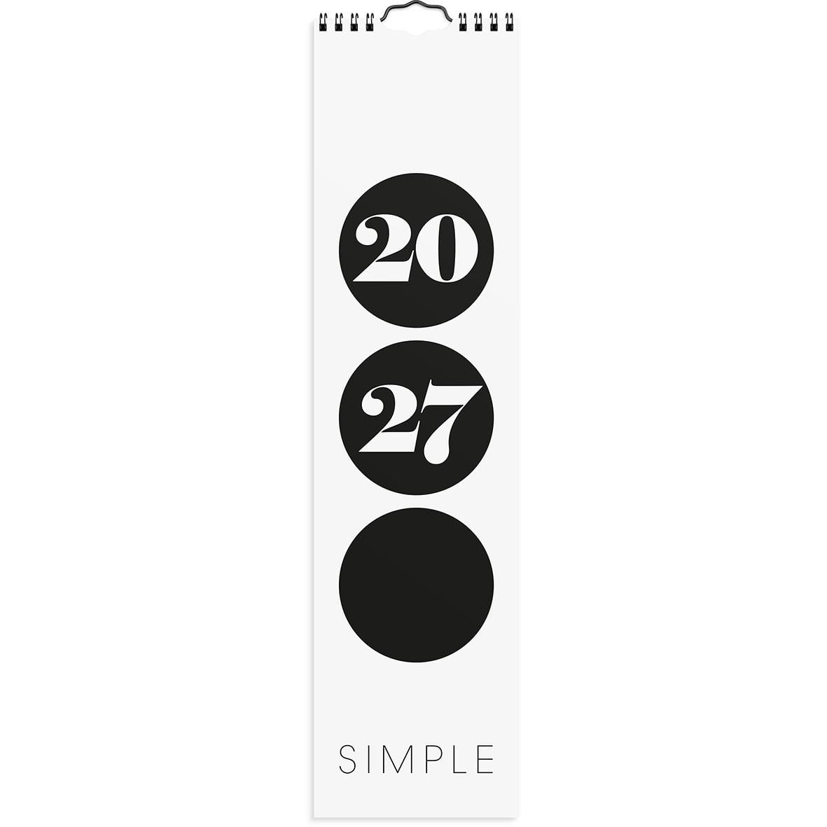 Väggkalender Burde 1768 Simple 2026 med svart och vitt design, visar datum 20 och 26 i stora cirklar