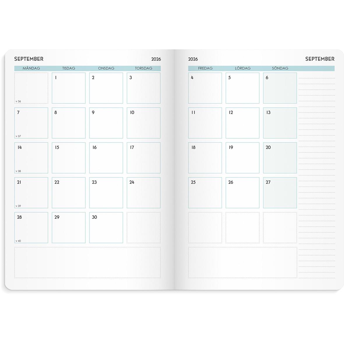 Översikt av september 2026 i en planeringskalender med datum och veckodagar