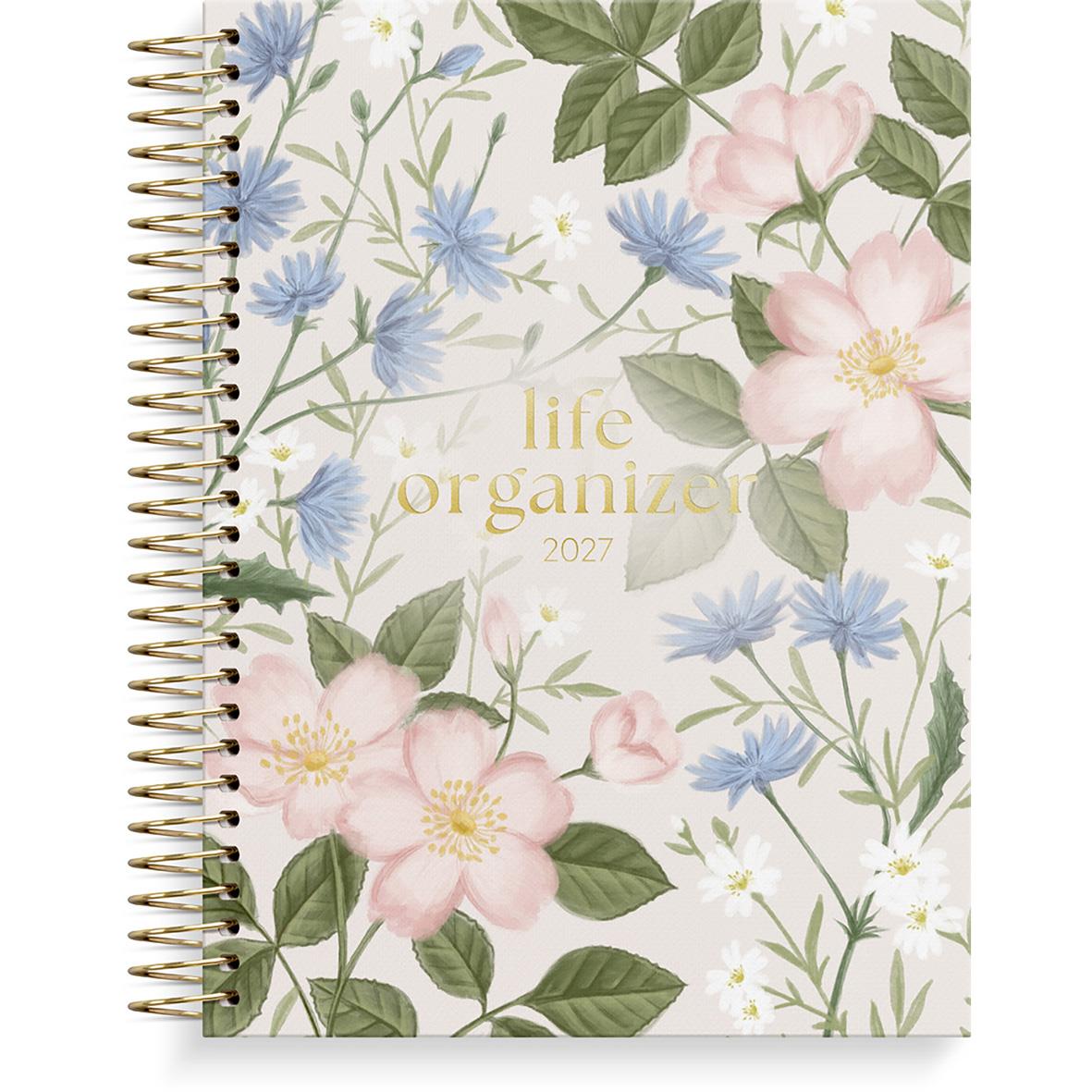 Almanacka Burde 1295 Life Organizer Blommor 2026 med blommig design och guldspiral